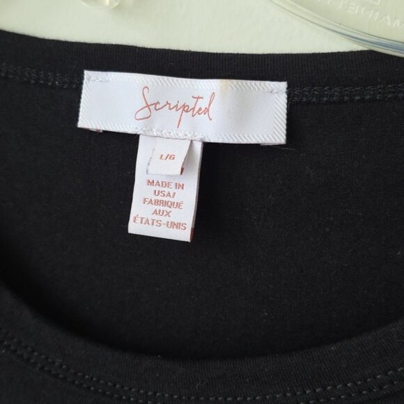 SCRIPTED | Tulle Ruffles Shirt Top Black Cotton Sz LARGE - Picture 3 of 6